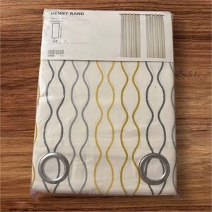 HENNY RAND (IKEA) Curtains, 1 pair, white/gray yellow, 57x118"